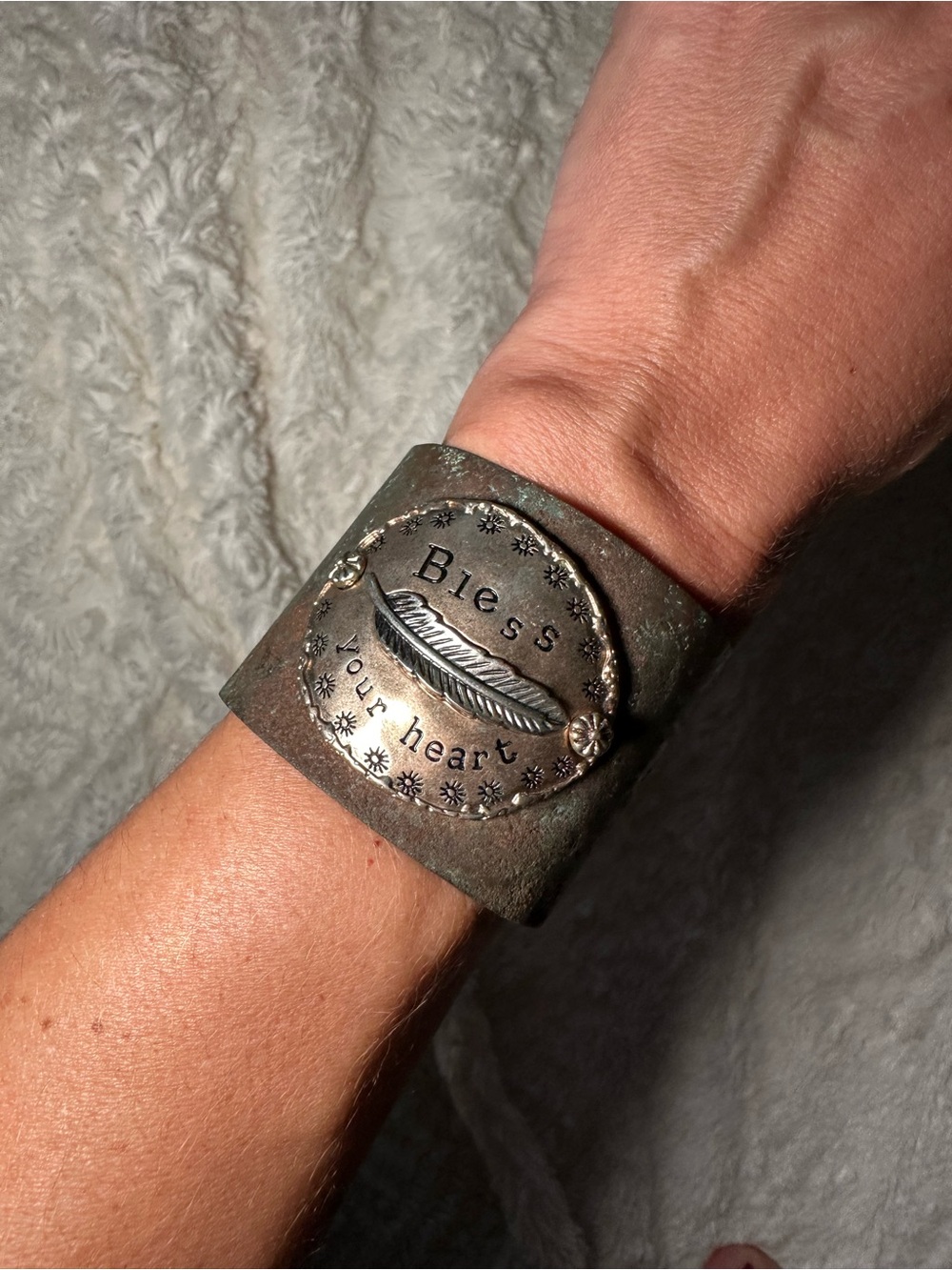 Bless Your Heart Copper Cuff Bracelet